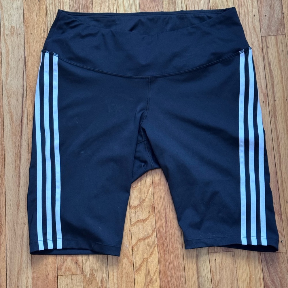 Adidas Black Athletic Shorts with white Side Stripes
